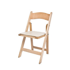 Natural Wood Folding Chair with Ivory Seat - Rental